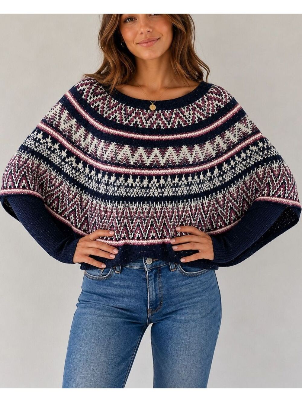 Anthropologie Sleeping on Snow Women's Wool Blend Poncho Wrap Sweater XS/S